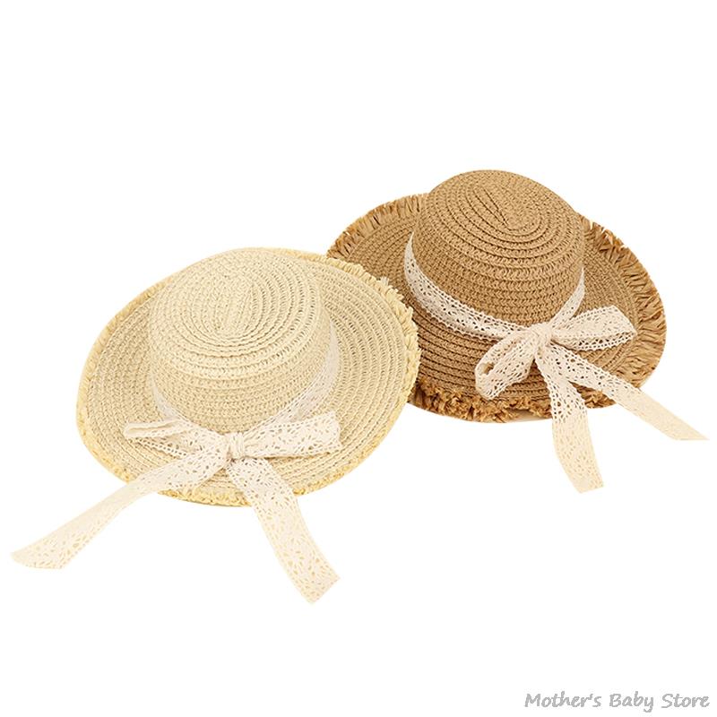 1PC Dollhouse Handmade Straw Hat Sun Cap For 1/6 Doll Accessories Doll Cute Hat With Bow Decoration Doll Hat Children's Toy Gift