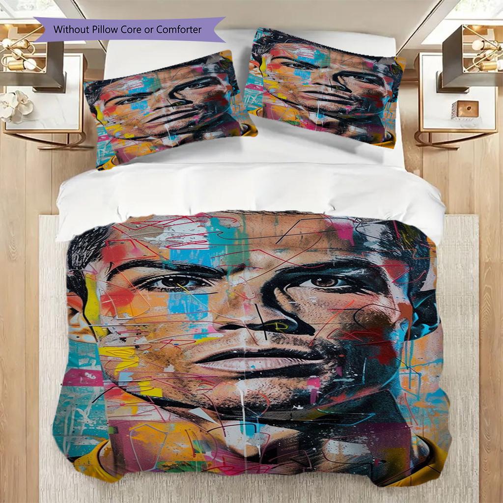 Cristiano Ronaldos Goal Triumph Bedding (1 * duvet cover + 2 * pillowcase, without core) 2D Flat Bedding set Soft and comfortable