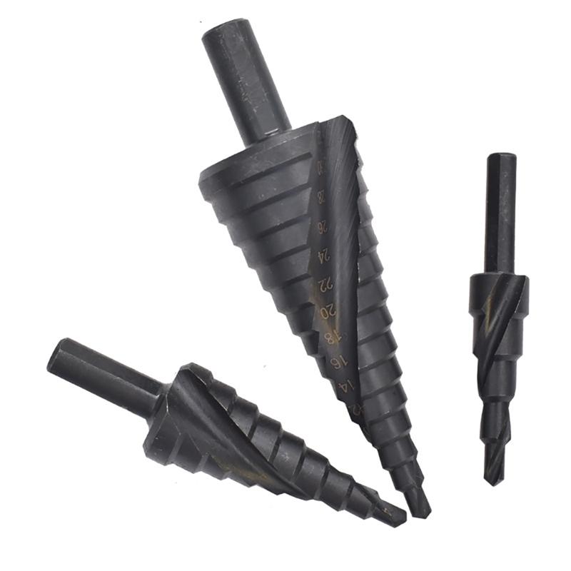 Spirals Grooved Peeling Drill with Round Shank, Sheet Metal Drill Bit, Step Drill for Metal, Taper Drill Diameter 4-32mm