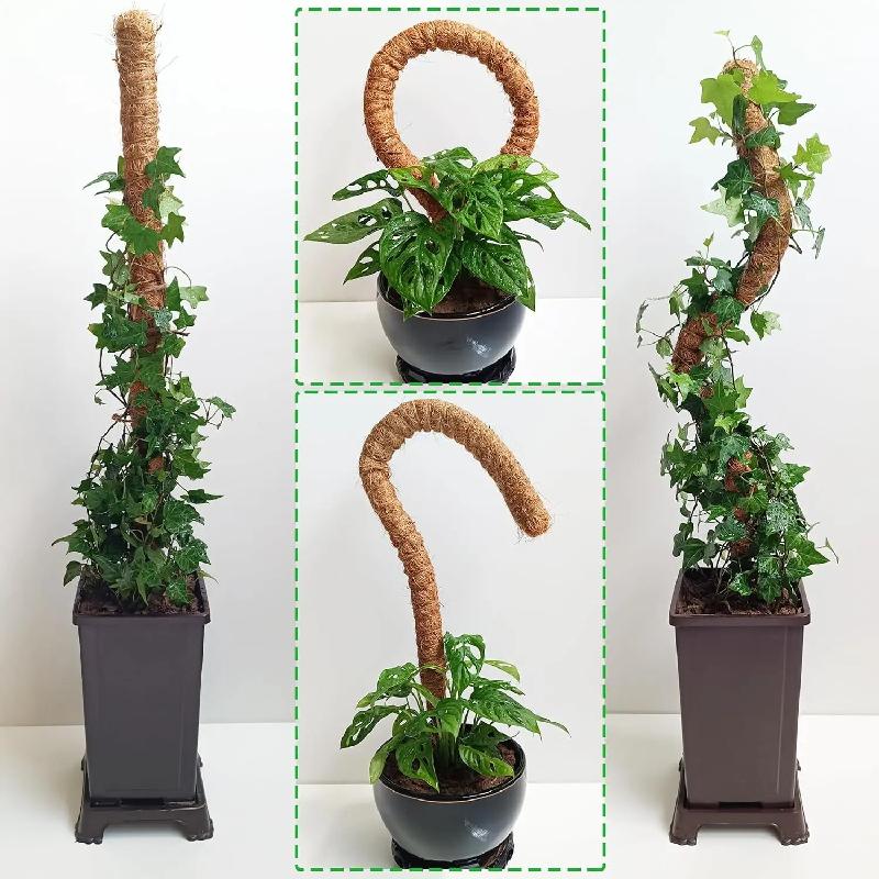Bendable Moss Pole for Climbing Plants–Natural Fiber and Aluminum Stakes,Suitable for Indoor Potted Plants,Dracaena,and Outdoor