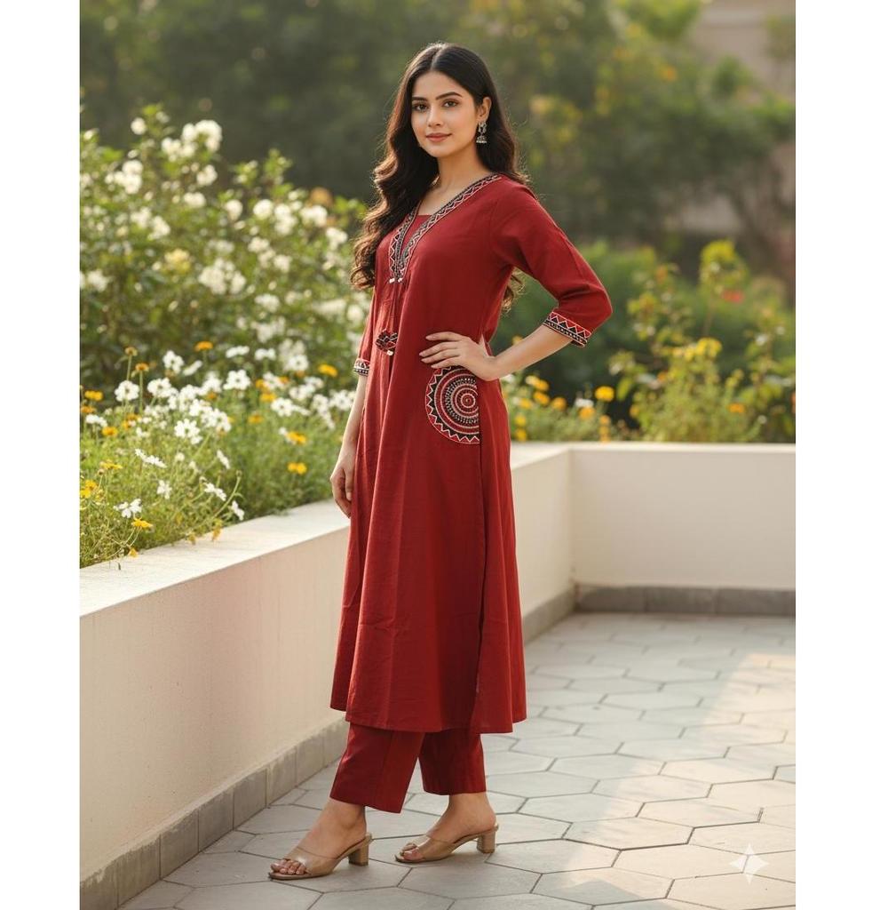 Indische Partykleidung Oberteil Tunika Kurta Hosen Set Damen Designer Baumwolle Ethnische Kleidung Kurti Kleid