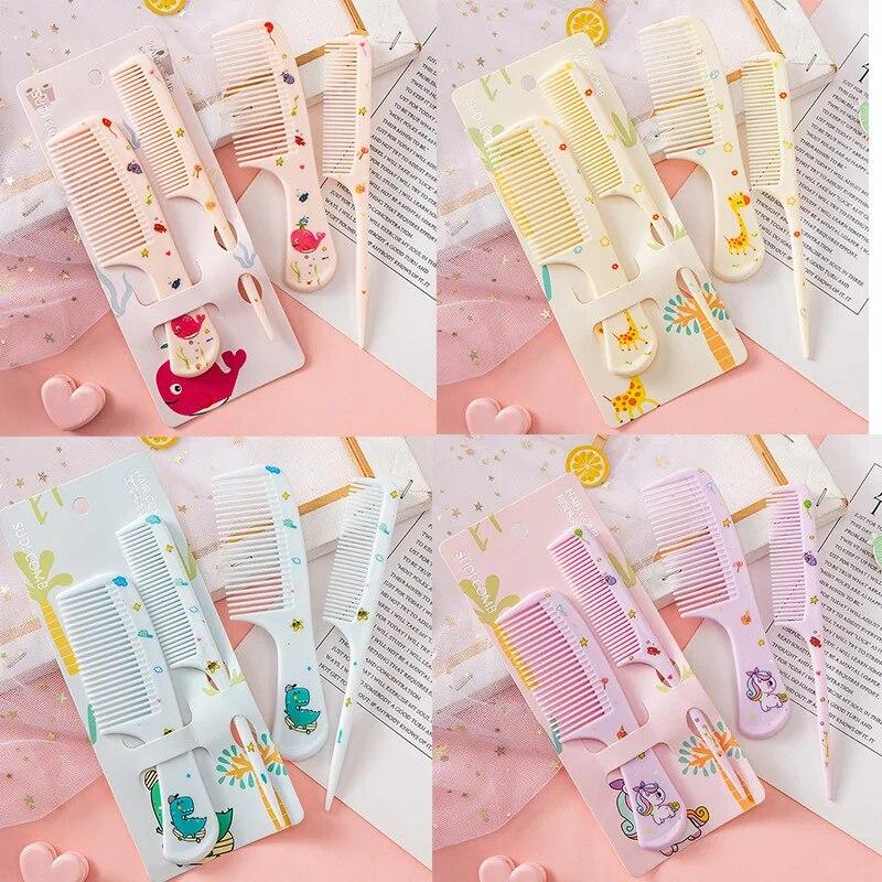 2 piezas/set Peine de peluquería lindo para niños Peine de cola puntiaguda antiestático para niñas Peine para el cabello con forma de fruta de fresa Peine para el cabello de niños