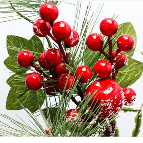 Christmas Berries Pine Artificial Berry Pine Branch Needles Faux Christmas Plant Xmas Tree Wreath DIY New Year Christmas Decor