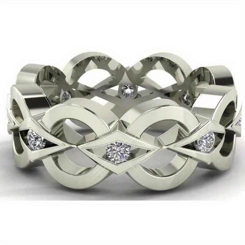 

1Pc Fashion Oval Hollow Synthetic Zircon Ring Jewelry 6