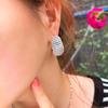 Vintage Light Luxury Caterpillar Hollow Color Gradual Change Zircon Circle Earrings Needle C-Shaped Earrings
