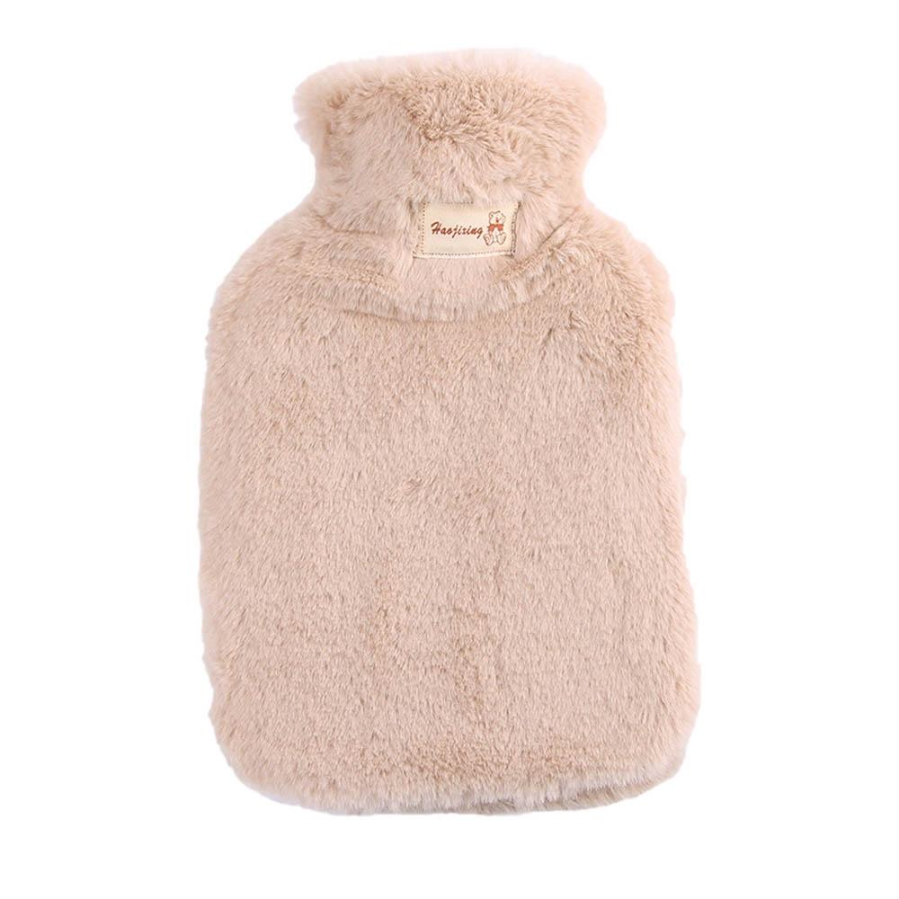 Removable Cover Natural Rubber Hot Water Bottle Hand Warmer Hot Water Bag With Faux Fur Cover