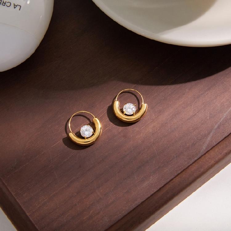Delicate Zircon Earrings Fashion Ear Accessory Stainless Steel Jewelry Pendant Earrings Present for Modern Enthusiasts
