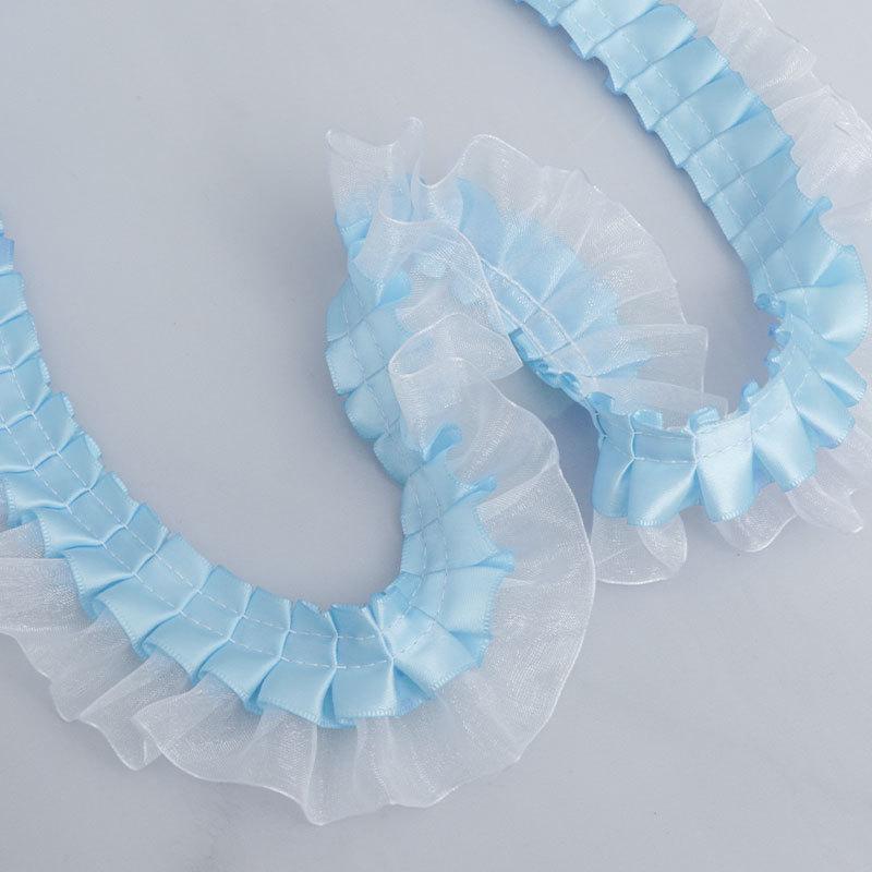 Elegant 4cm Double Pleated Polyester Sheer Chiffon Lace Clothing Accessories Skirt Hem Cuffs Handmade Diy Skirt Support Lace Crafts Making Ribbons