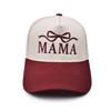 Mama Bow Embroidery Baseball Cap 5-Panel Snapback Cap For Mother'S Day Gift Embroidered Cotton Adjustable Hat For Women