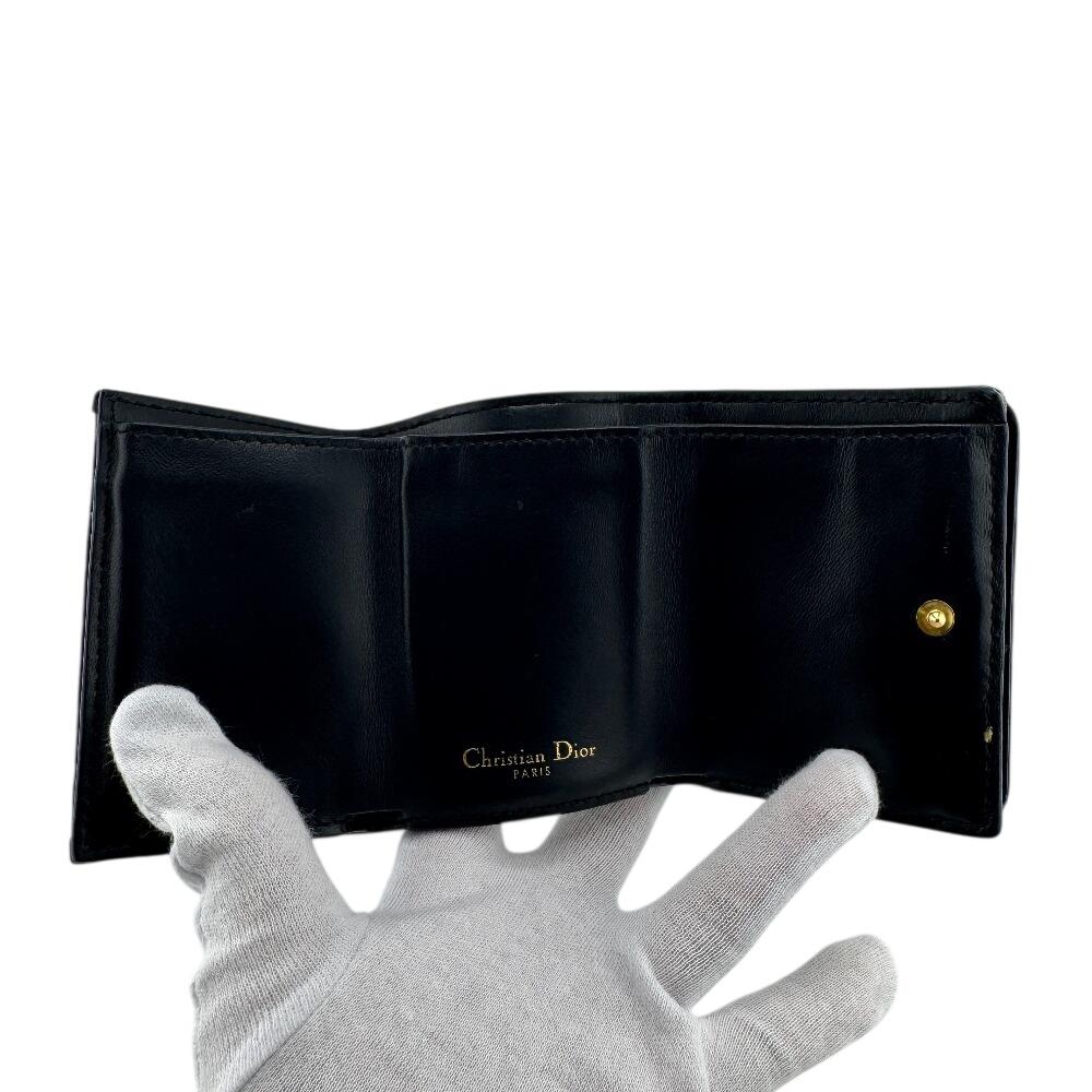 Dior compact Oblique canvas Montagne 30 Tri-fold wallet Navy canvas Women Used