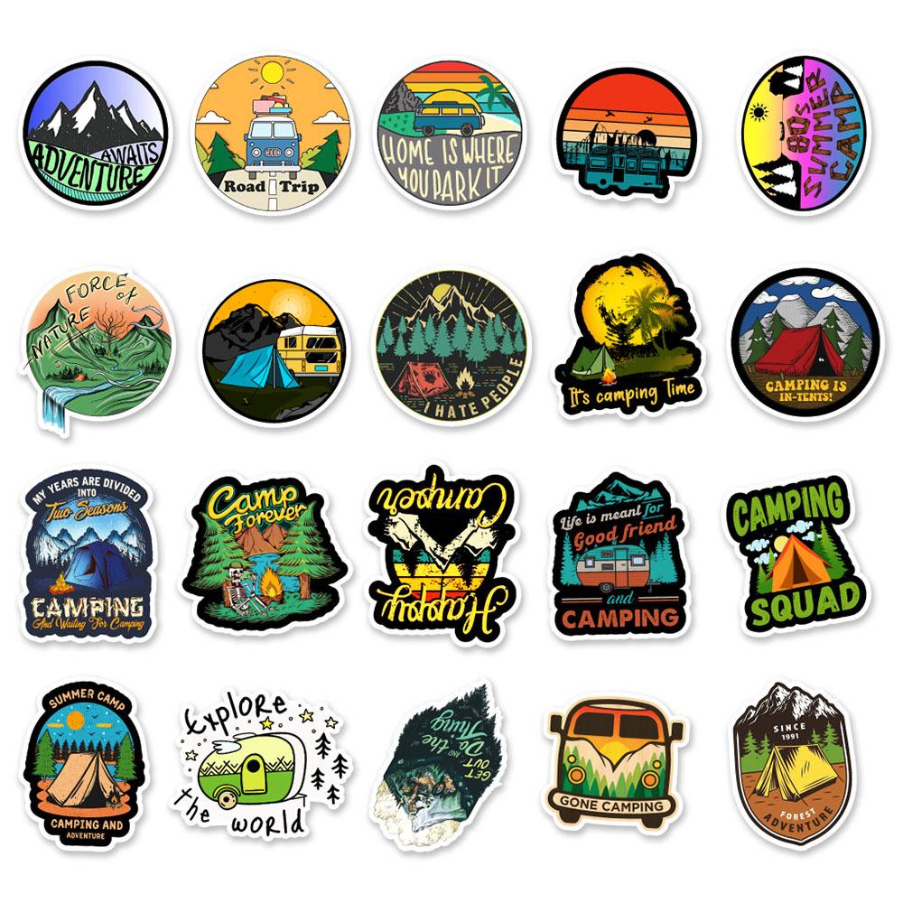 10/30/50pcs Cool Cartoon Outdoor Camping Hiking Stickers Decals DIY Water Bottle Phone Suitcase Bike Graffiti Sticker