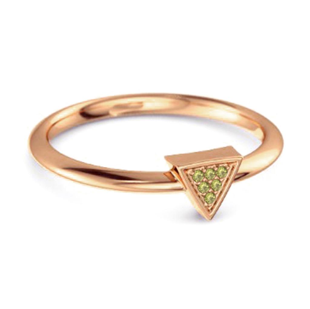 Peridot Minimalist Geometric Ring -925 Sterling Silver Rose Gold Vermeil