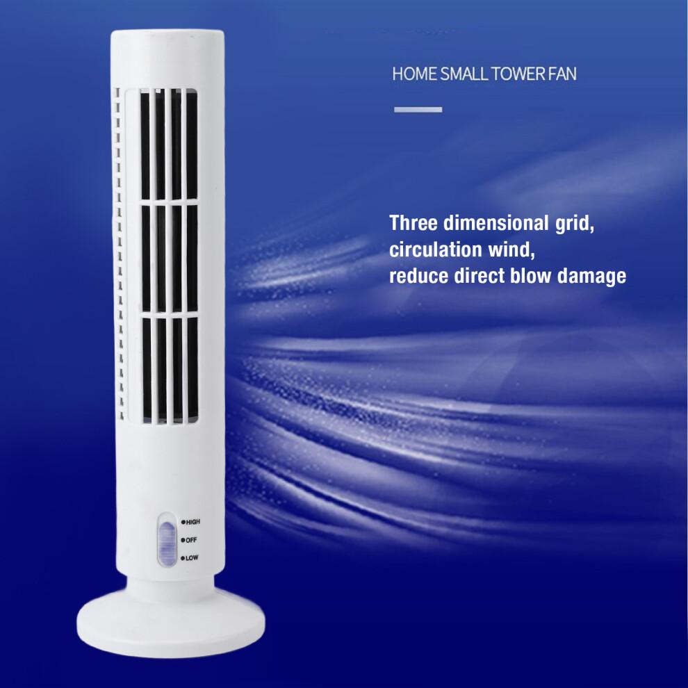 Mini Tower Fan Bladeless Desk Fan Quiet Cooling, White, 6x33cm