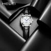 HELEI Men's Quartz Leather Watch - Waterproof, Three-Hand, Single Calendar