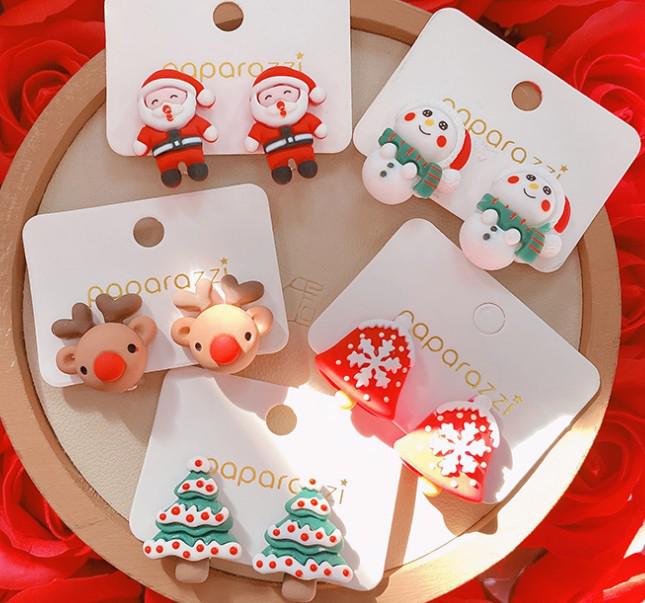 Colorful Acrylic Santa Claus Cartoon Earrings – Parent-Child Style Clips