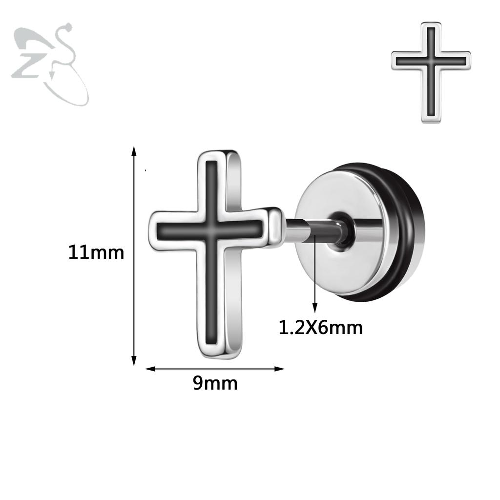 ZS 1PC 16G Cross Skeleton Finger Stainless Steel Stud Earring For Women Men Punk Rock Ear Conch Tragus Cartilag Helix Piercings