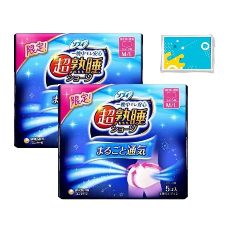 

[Set of 2] Sophie super deep sleep shorts Whole ventilation M/L 5 pieces napkin Especially for night use Sanitary products shorts type + With bonus