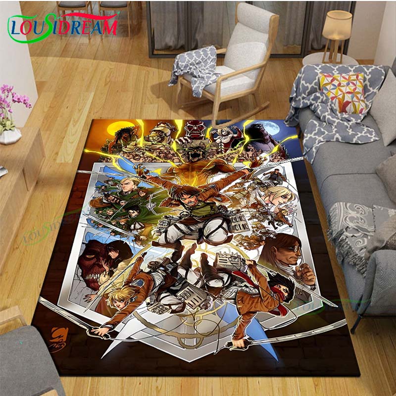 Fashion 3D Cartoon A-Attack T-Titan Printed Carpet Living Room Anti-Skid Area Rug Kids Bedroom Mats Yoga Mat Carpet Decor Gift