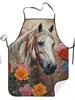 An Apron with a Horse Pattern Is Very Suitable for Kitchen Work and Household Cleaning, and It Is a Holiday Gift.