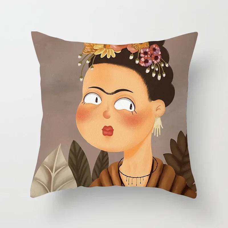 Creative Cartoon Oil Painting Mona Lisa  Gogh Cushion Cover Portrait Painting Throw Pillow Case Cojines Decorativos Para Sofa