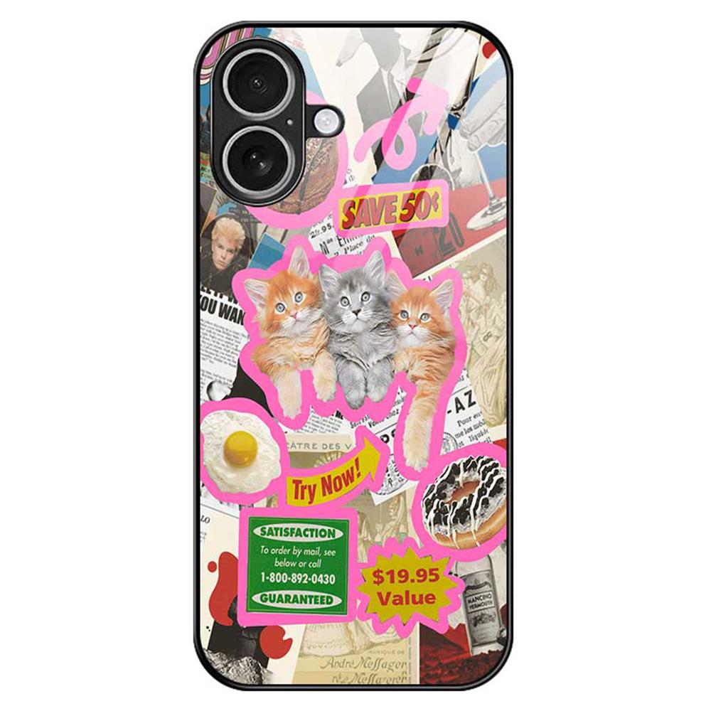 For iPhone 17 Case TPU PC Tempered Glass Pattern Printing Anti Drop Phone Back Cover