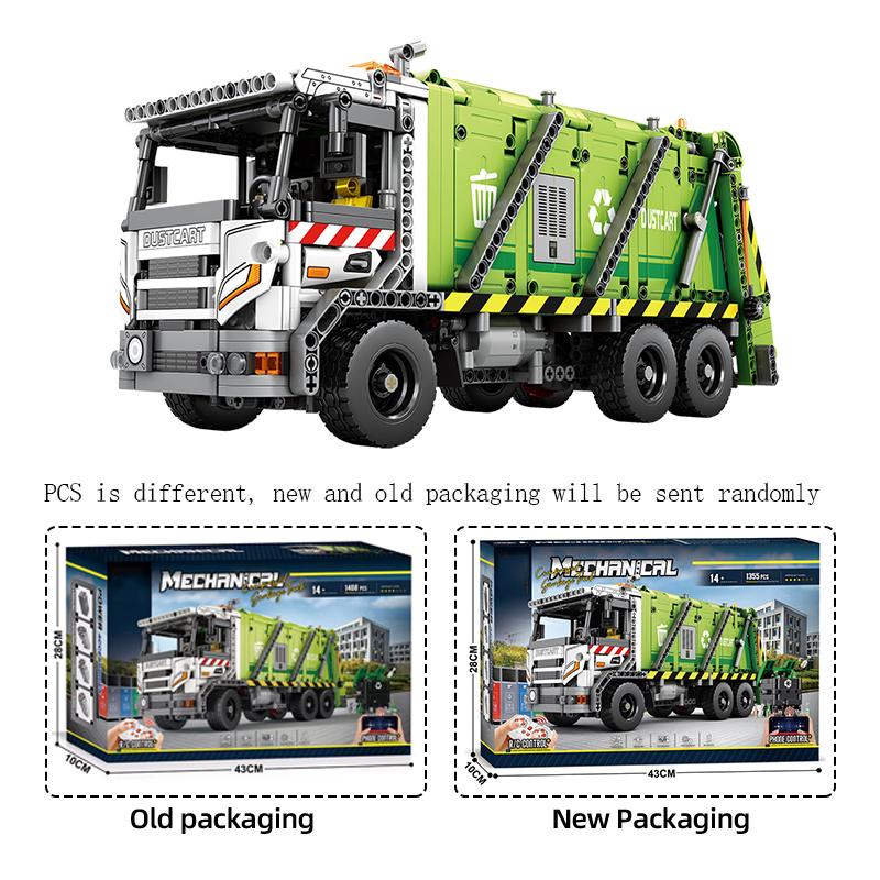 Remote Control Compressed Garbage Truck Building Blocks City Sanitation Technical RC Car Model Bricks Kids Toys Holiday Gifts