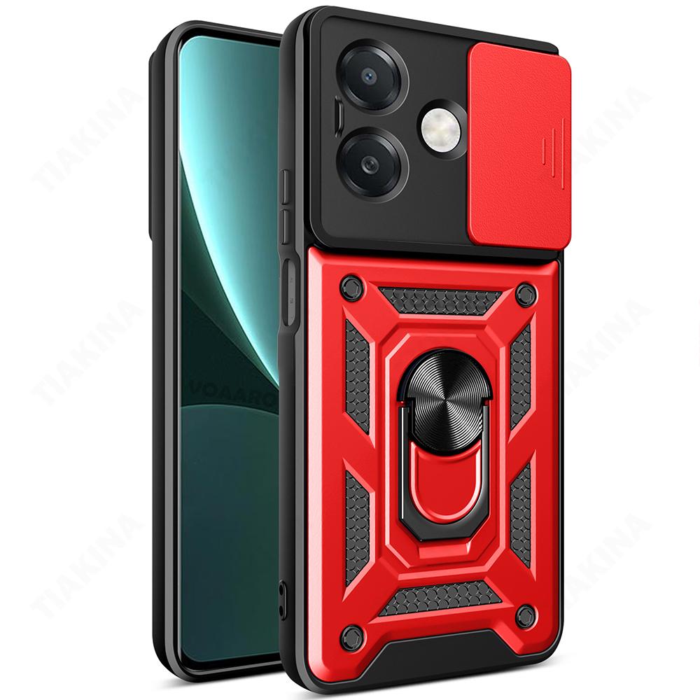 Slide Lens Armor Funda for OPPO A3X 4G Global Case Stand Cover for OPPO A3X A3 Pro 5G India A40 A60 A80 Case Magnetic Ring Case