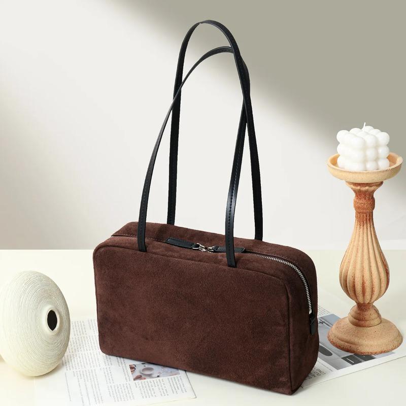 Women's Frosted Cowhide Leather Briefcase Large Capacity Versatile Shoulder Handbag New Bowling Style for Business And Travel