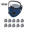 Cycling Face Guard Reusable Carbon Filter Dust Mask with Adjustable Goggles, 6-Layer Outdoor 10 Filters, Protection Breathing Valve, Eye Shield