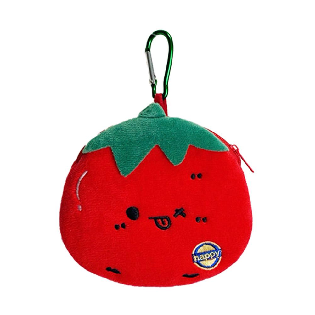 Tomato Pocket Wallet Plush Keychain Bag Backpack Pendant Charm Headphone/Data Cable/Lipstick/Sanitary Napkins Storage bag