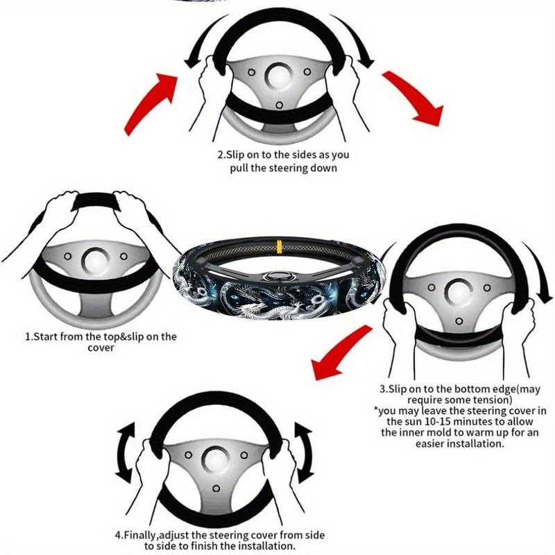 Dragon Duel Steering Wheel Covers Anti Slip Elasticity Car Accessories Steering Wheel Protector Universal 15 Inch for Cars SUV