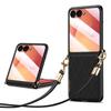 SULADA For Samsung Galaxy Z Flip7 5G Case Rhombus Leather+PC Phone Cover with Shoulder Strap
