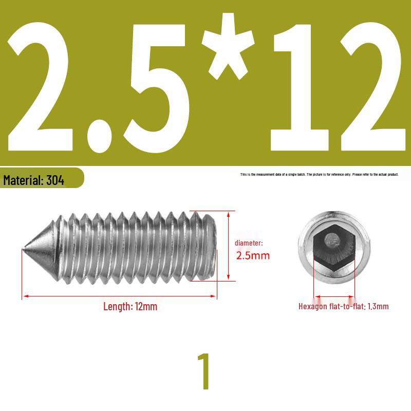 12.9 Edelstahl 304 Innensechskant Kegelspitze Gewindestift M2/M3