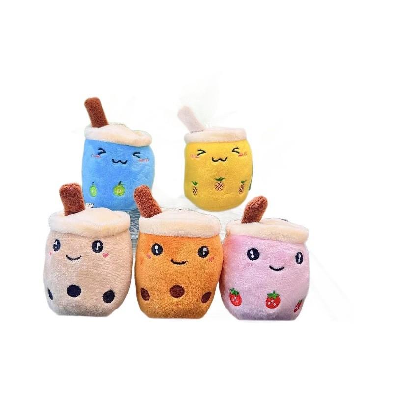 Cute Fruit Bubble Tea Cup Plush Keychain Adorable Cartoon Plush Toy For Kids
