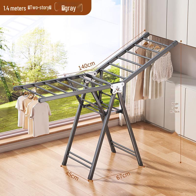 Adjustable Foldable Clothes Drying Rack for Indoor/Outdoor Use - Ideal for Bedroom, Balcony, and Baby Items.