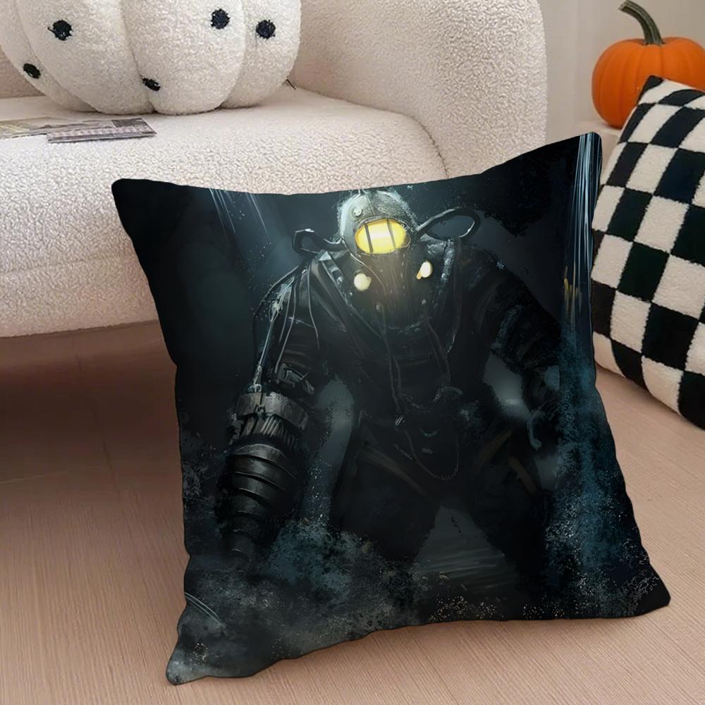 game scifi BBioshock IInfinite Cushion Cover Throw Pillow Cover Hidden Button Durable Polyester Chair Cushion