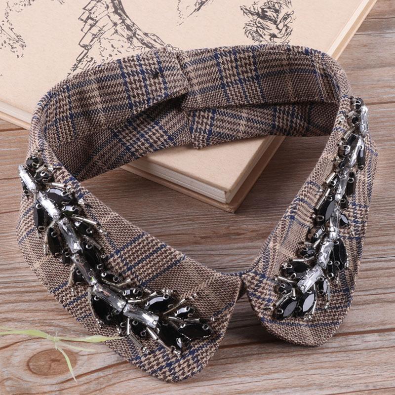 White Fake Collar Women Elegant Diamond Detachable Collars for Women False Shawl Shoulder Wrap Lapel False Collars Woman Tie