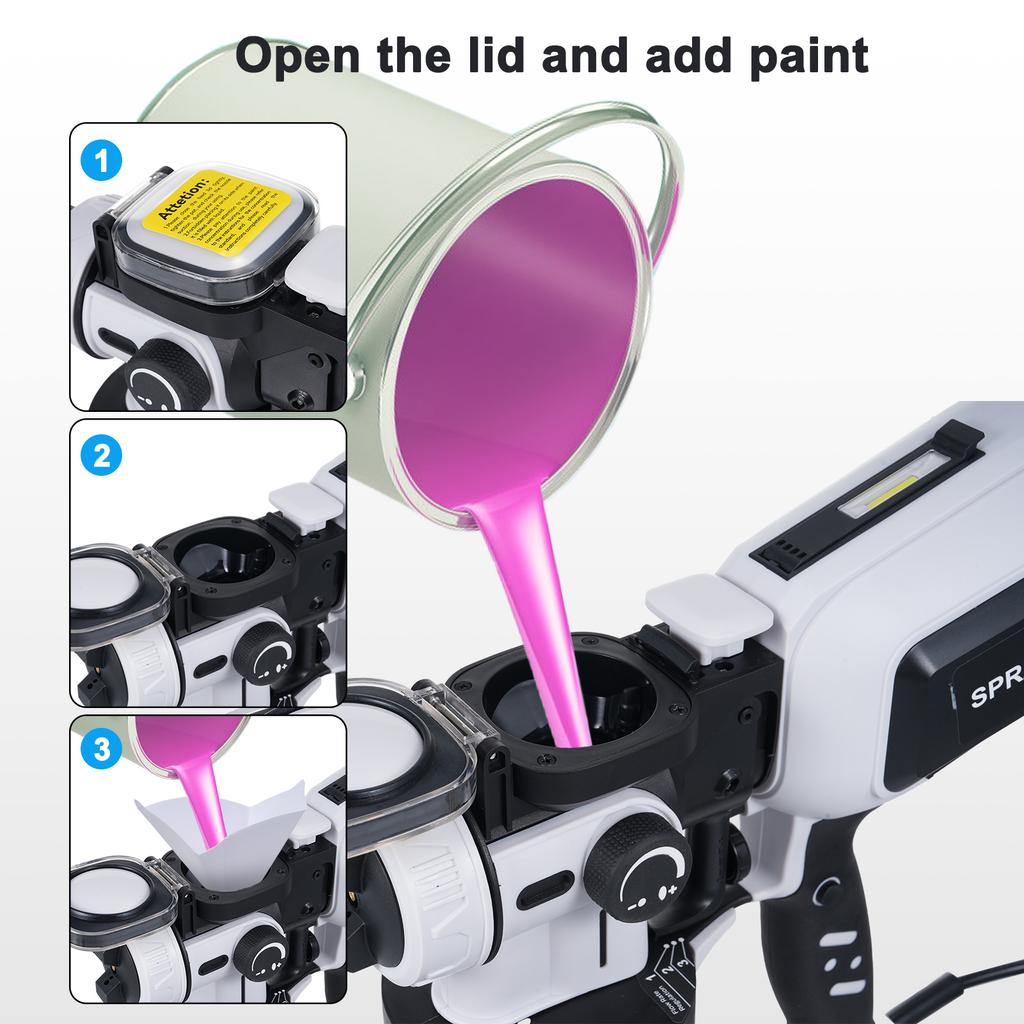 Paint Sprayer 1200ML 650W Electric Spray Paint Gun with LED Light 3 Replaceable Nozzles (1.0mm,