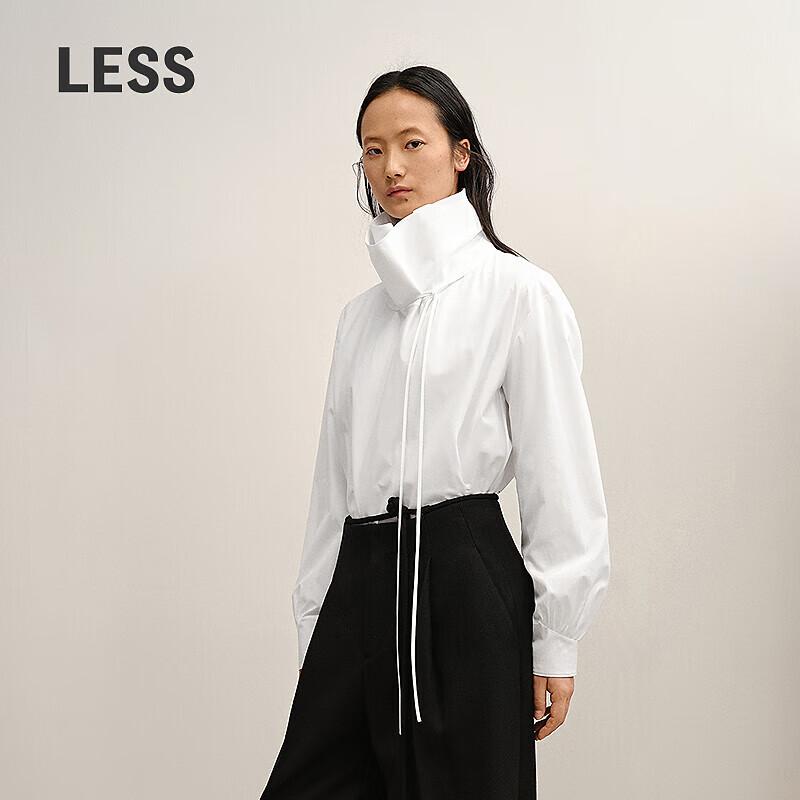

LESS Cotton Long Sleeve Stand Collar Loose Shirt L