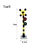Non-Toxic City Train Track Traffic Light Lamp Street View Signs Indicator Brick Road Sign Cross Signpost Barrier Model Building Block Toys