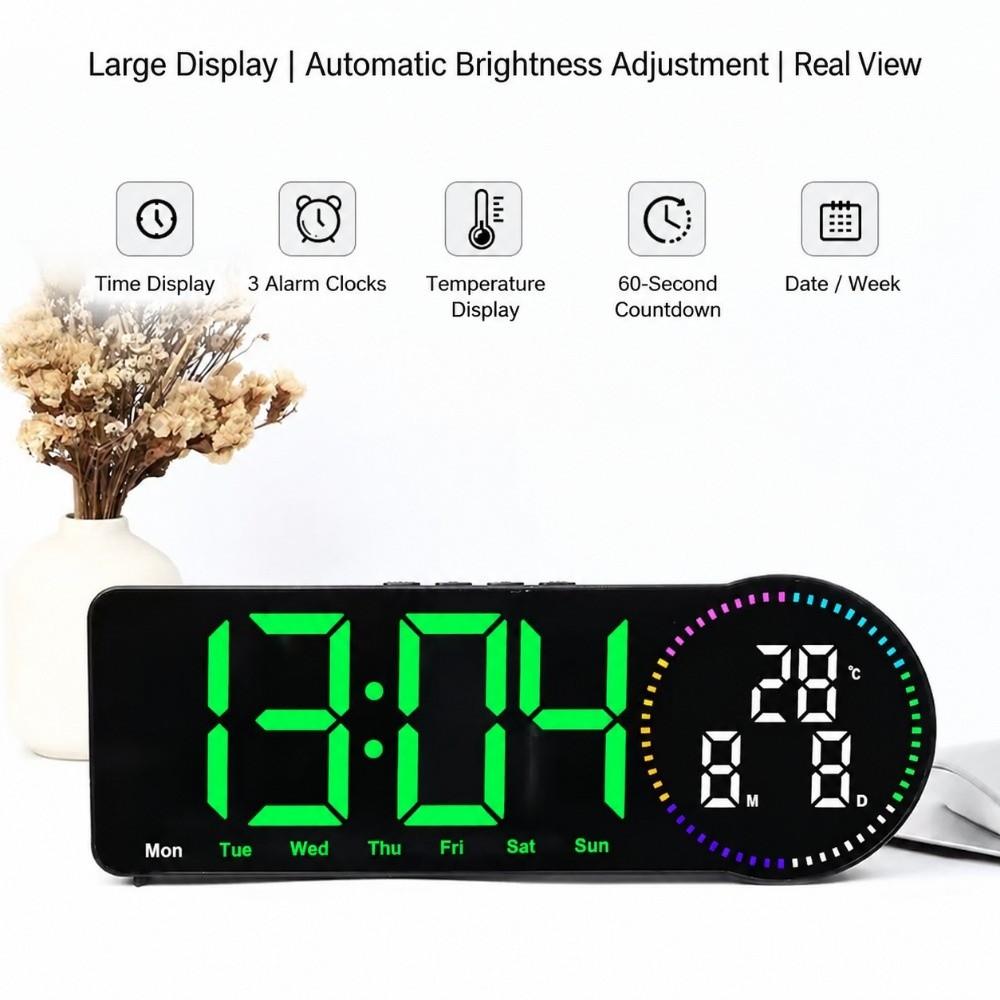 Date/Week/Temperature Digital Wall Clock Large Display Digital Alarm Clock Desktop