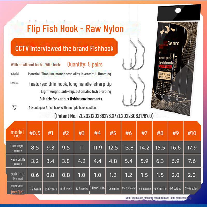 "Qianshou Xiaoxianlang Auto Flip Double Hook Fishing Tackle - Three-Bend Fish Hook with Sub-Line"