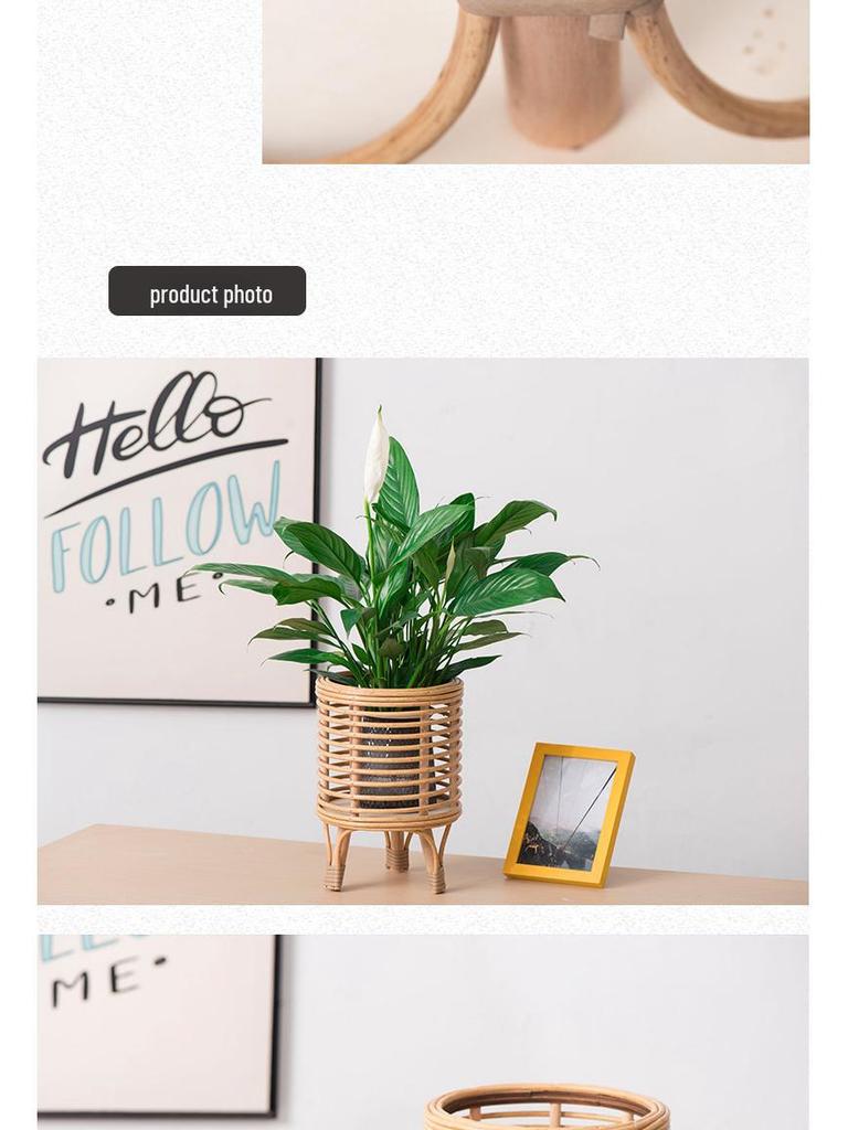 Nordisches Blumentopfregal aus Rattan, handgewebter, bodenstehender Pflanzenständer für Wohnzimmer, Balkone, Hotels und Privatunterkünfte – kreatives Dekor.