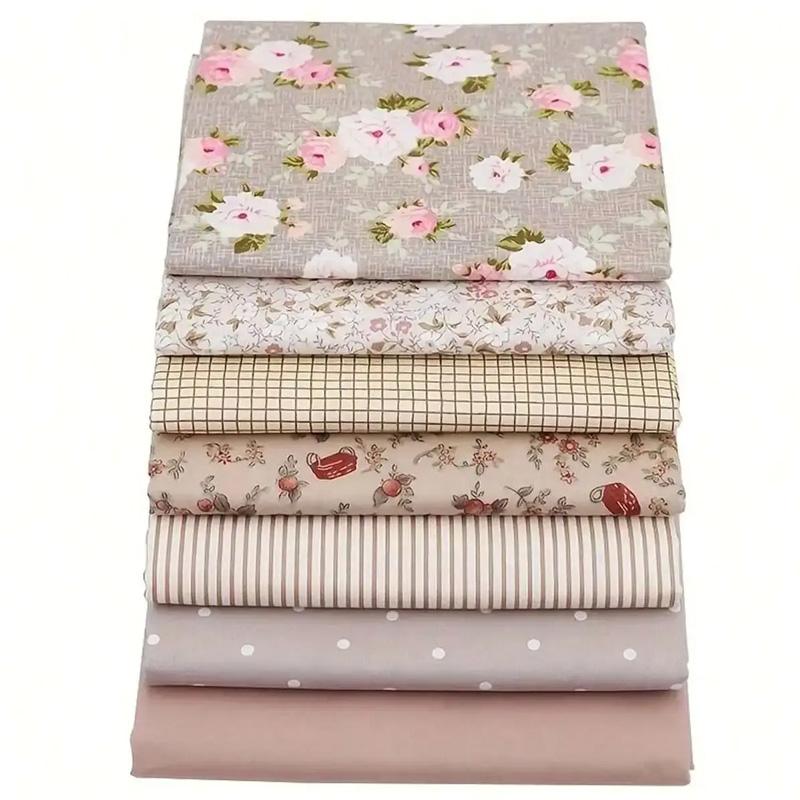 7pcs PreCut Fabric Clothing Crafts Floral DIY Fabric Bundle Patchwork Sewing Sewing Supplies Cotton