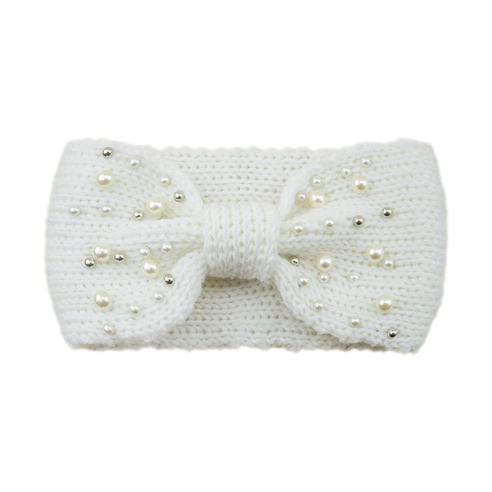 New Wide Bowknot Pearl Headbands For Woman Warm Hairband Elastic Sports Yoga Headwear Girls Hair Band Winter Hair Accessories