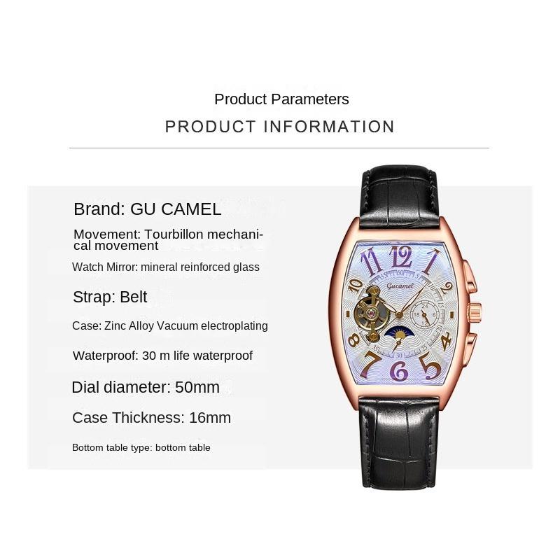 Ceas mecanic GUCAMEL Wine Barrel Ceas mecanic Tourbillon pentru bărbați