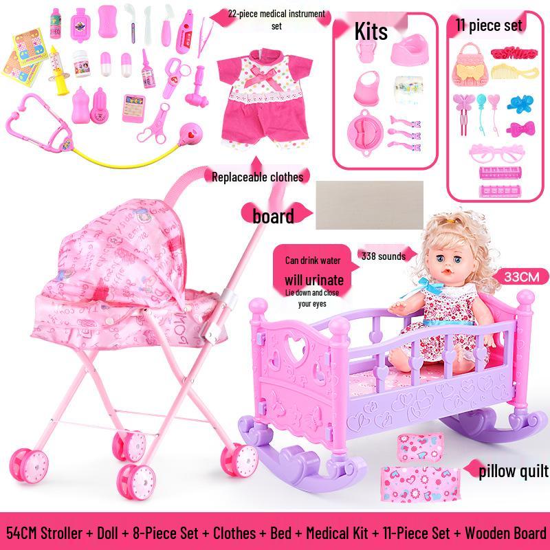 Cross-border Doll & Stroller Set for Girls - Children's Simulation Playhouse Toy