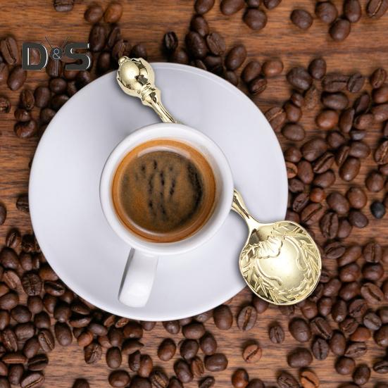 Coffee Spoon Carved Teaspoon Vintage European Palace Design Tableware Dessert Spoons for Kitchen Dining Bar Milk Tea Shops Cocktail Mixing