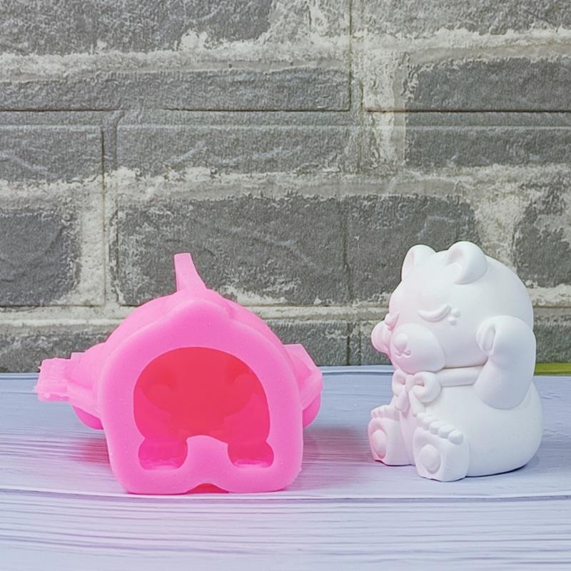 Sitting Bear with Bows Mould Silicone Molds Soap Molds Castings Molds Ornament Molds Fondant Cake Chocolate Molds