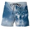 Wolf Animal Fashion Men Beach Sexy Bodybuilding Shorts Quick Dry Pants Harajuku Fitness Board Surf Casual Gym Men Homme